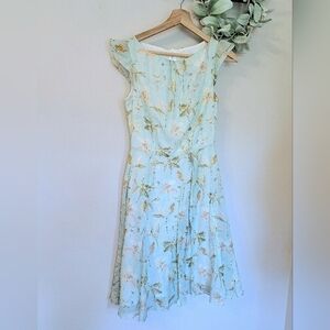 100% Cotton Blue Floral Dress Georgette Women's Size 2